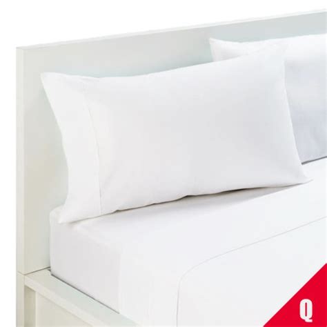 Percale 50 50 Cotton Polyester Flat Sheet Queen White