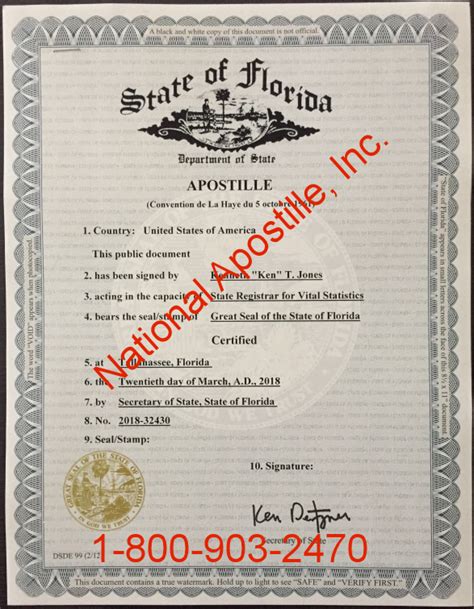 Florida Apostille Example