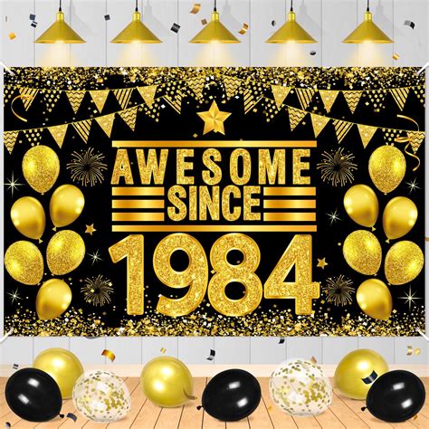 Black Gold Happy 40th Birthday Banner Decorations Awesome