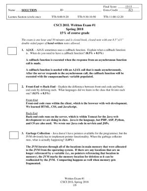 Fillable Online Scf Usc Csci L Written Exam Spring