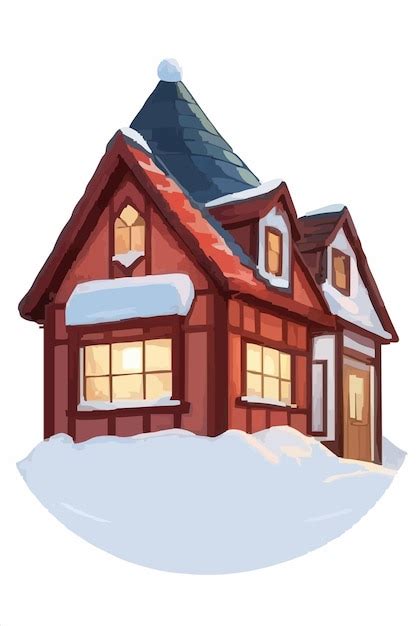 Una Caricatura De Una Casa Con Un Techo Cubierto De Nieve Vector Premium