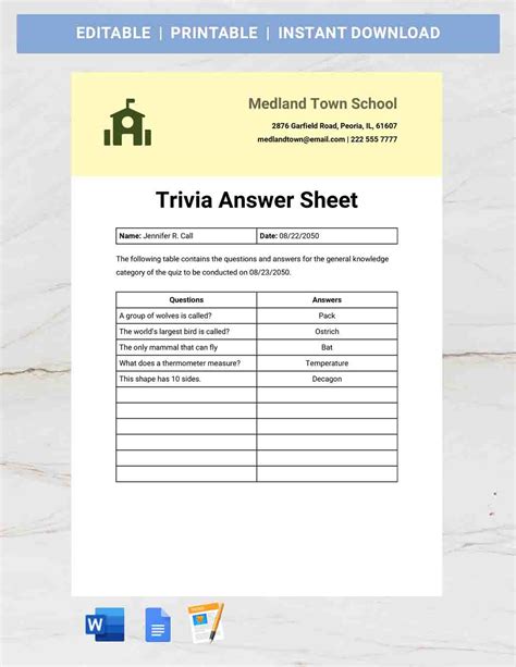 Free Printable Quiz Answer Sheets Printable Templates