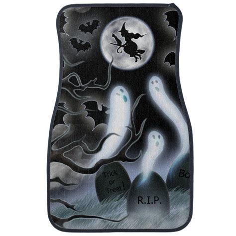 Halloween Ghosts Flying Bats And Tombstones Car Floor Mat Zazzle