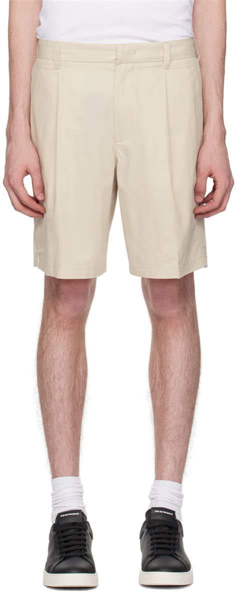 Beige Pleated Shorts By Emporio Armani On Sale