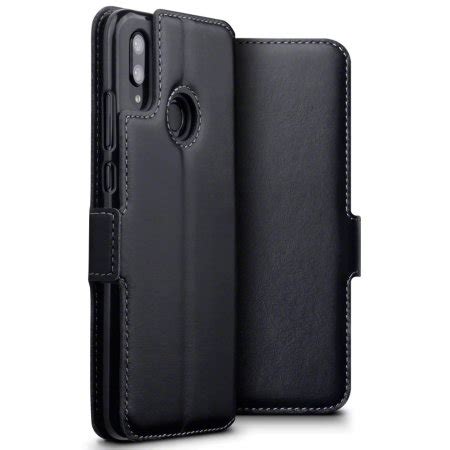 Olixar Huawei P Smart 2019 Genuine Leather Wallet Case Black