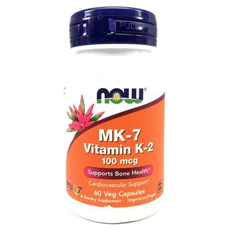 MK 7 Vitamin K 2 100 Mcg 60 Veggie Caps Now Foods