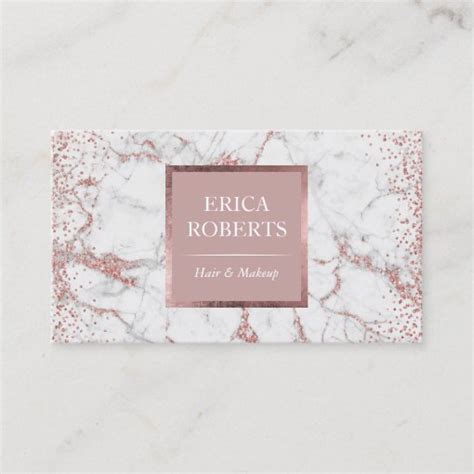 Modern Rose Gold Marble Makeup Artist Hair Salon Business Card Zazzle