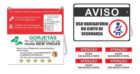 Kit Informativo Motorista Passageiro Carro Aplicativo Placas Mercadolivre