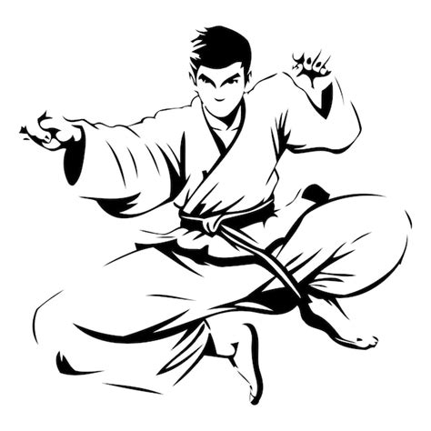 Premium Vector Karate Fighter Vector Illustration On An Orange