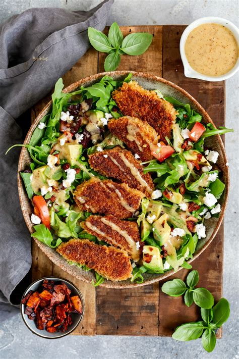 Veganer Honig Senf Schnitzel Salat Bunter Salat Mit Kohlrabi