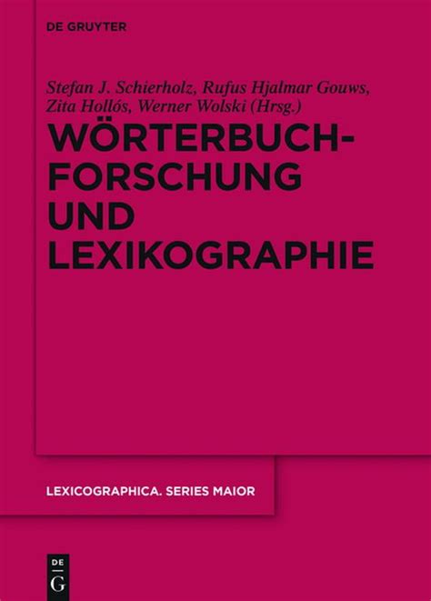 Lexicographica Series Maior W Rterbuchforschung Und Lexikographie