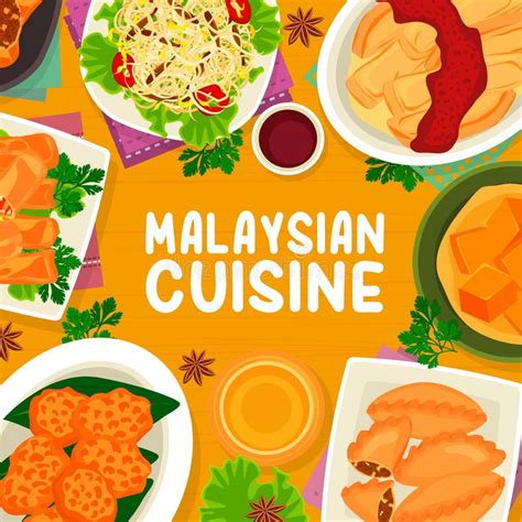 Malaysian Cuisine Vector Menu Cover Asian Meals Stock Vector