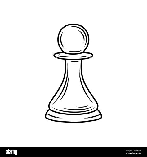 Hand Drawn Sketch Of Pawn Chess Piece On A White Background Chess