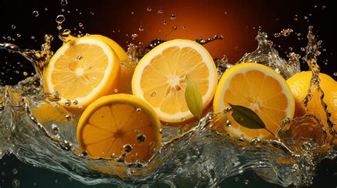 Premium AI Image Lemon Slices Splash In Water