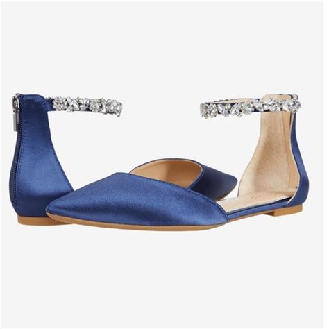 Bhldn Shoes Badgley Mischka Blue Jeweled Flats Size Poshmark