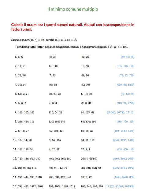 Mcd E Mcm Minimo Comune Multiplo E Massimo Comun Divisore