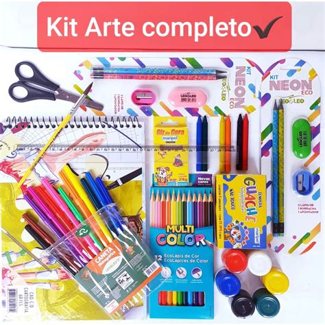 Kit Arte Material Escolar Completo Papelaria Itens Escorrega O Pre O