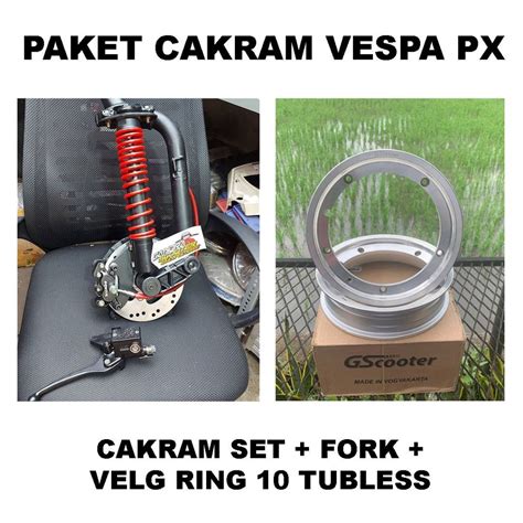 Jual Cakram Vespa Px Fork Vespa Kaki Velg Ring Tubeless Depan