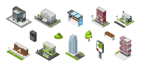 Premium Vector Isometric City Building And Street Elements Set