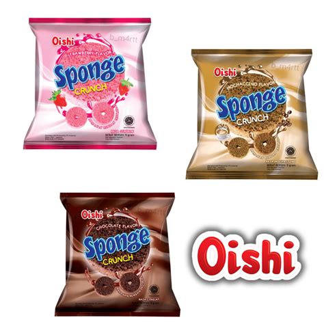 Jual Oishi Sponge Crunch Coklat Strawberry Mochachino Shopee Indonesia