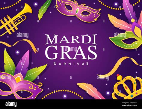 Mardi Gras Carnival Party Illustration With Mask Feathers And Item