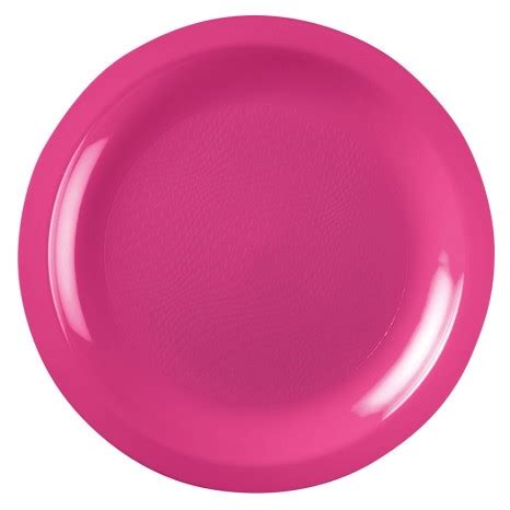 10 Assiettes rondes plastique réutilisable fuchsia 18 cm