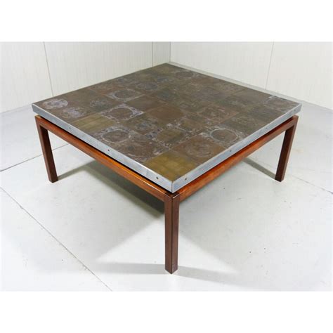 Grande table basse carrée vintage allemande 1960