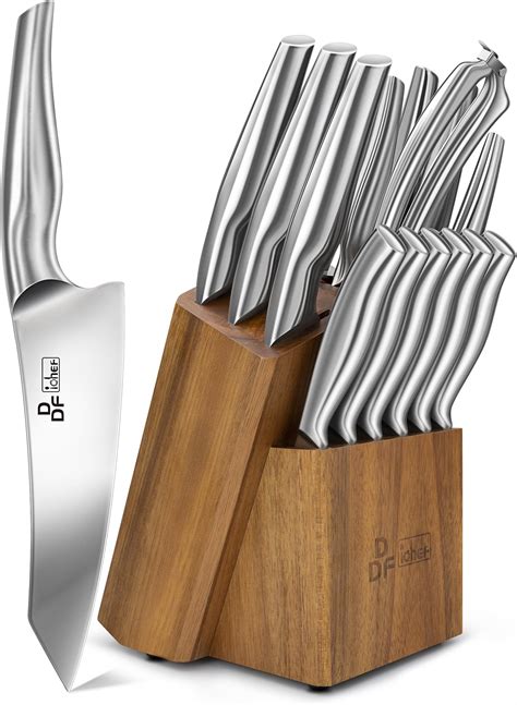 DDF IohEF Kitchen Knife Set With Block 16 PCS Knife Set For Kitchen