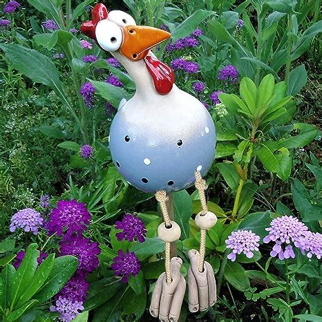 Keramik Huhn Gartendeko Huhn Deko Tierfigur Gartenstecker Keramikfigur