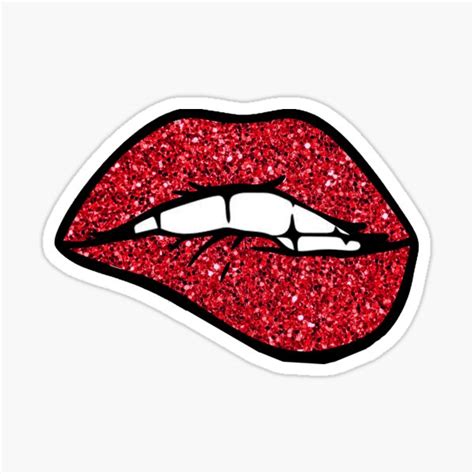 Biting Lip Red Lips Sticker For Sale By Kkchappy22 Redbubble