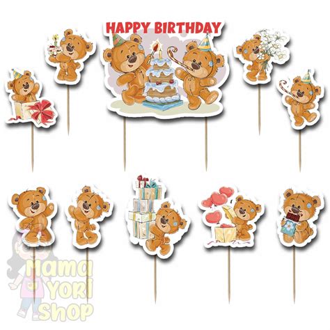 Birthday Cake Topper Cake Topper CUTE BEAR Motif CUTE BEAR | Shopee ...