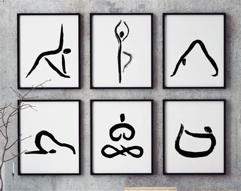 Yoga Poses Art Set Of Yoga Studio Decor Yoga Art Print Set Yoga