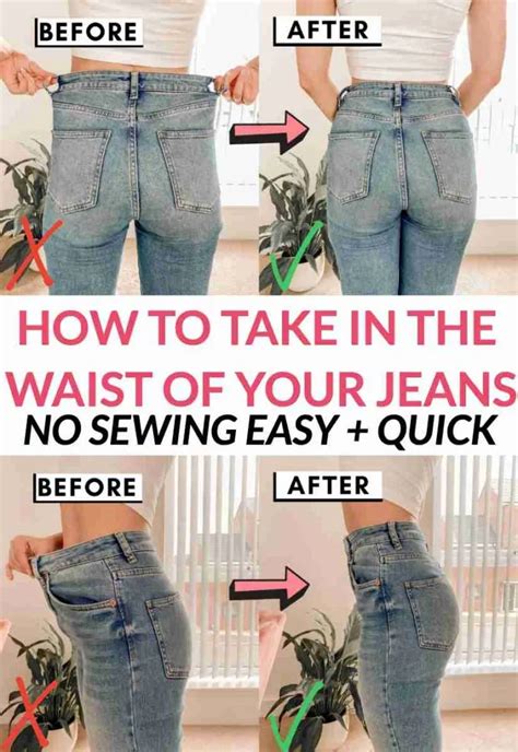 How To Take In The Waist Of Your Jeans No Sewing Easy Quick