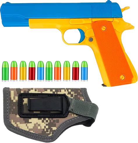 Realistic Colt 1911 Toy Gun With 10 Colorful Soft Bullets Ejecting Magazine Slide