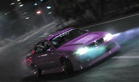 Purple Street Racing Car At Night