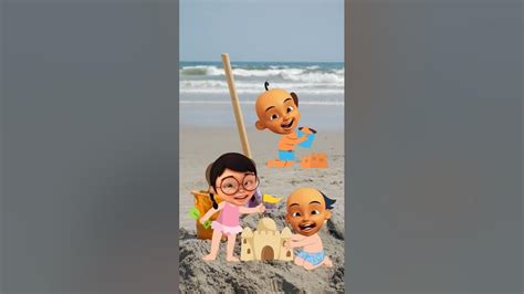 Upin Ipin Dan Mei Mei Bermain Pasir Di Pantai Shorts Upinipin Meimei