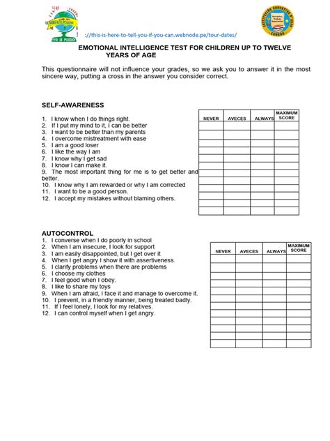 Emotional Intelligence Test For Children. | PDF | Social Psychology ...