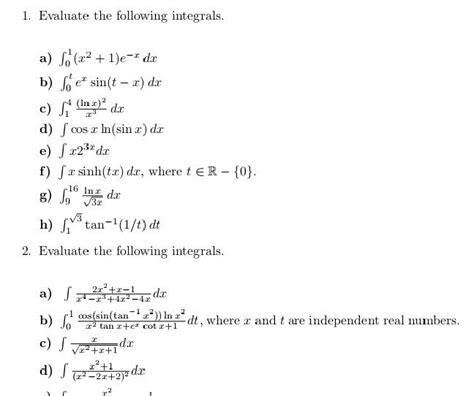 Solved 1 Evaluate The Following Integrals A