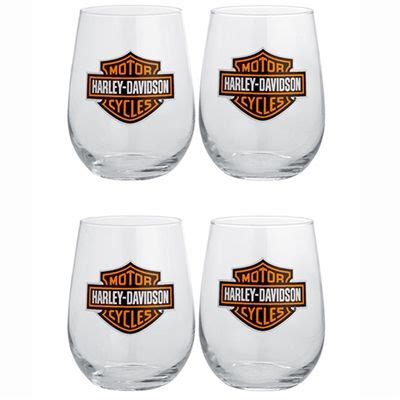 4 Pack Stemless Wine Glasses Harley Davidson Decor Harley Davidson