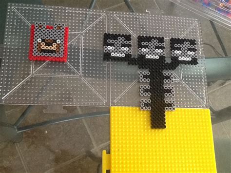 Putting Together My Minecraft Wither Made Of Perler Beads Using Black White And Grey