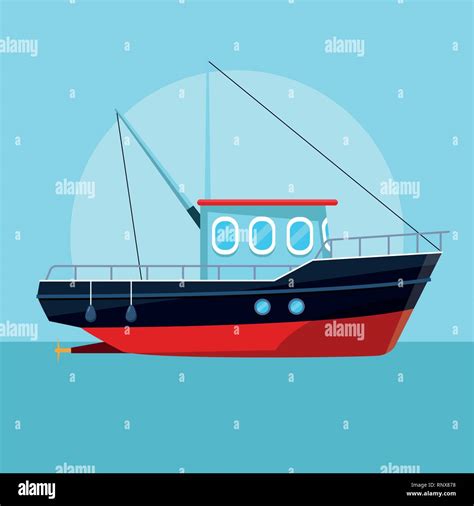 Barco Pesquero Cartoon Imagen Vector De Stock Alamy