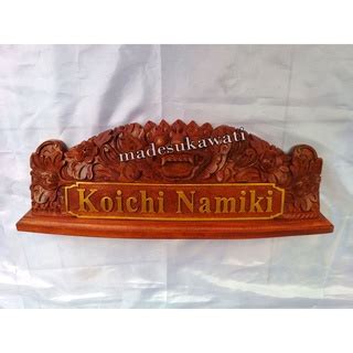 Jual Papan Nama Name Plate Meja Ukiran Barong Bali Isi Tatakan Hiasan