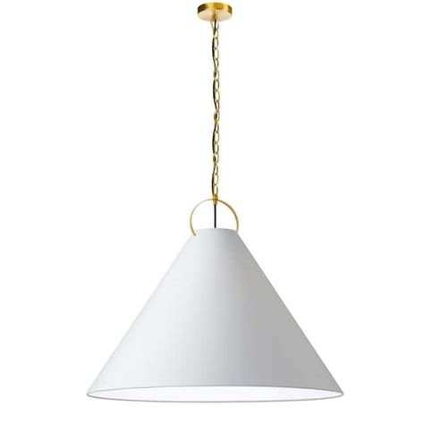 Dainolite Princeton Light Aged Brass Shaded Pendant Light With White