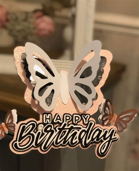 Butterfly Shaker Cake Topper Svg Cricut Birthday Card Etsy