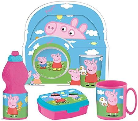 Pack Basic 6 unités Peppa Pig Assiette Bol gobelet Gourde boîte a