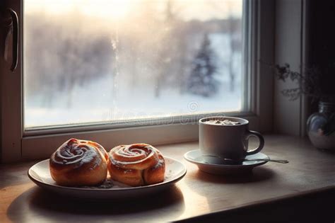 A Cozy Morning Scene Of A Steaming Mug Of Hot Chocolate Accompanied