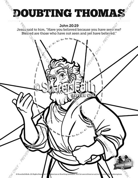 Thomas Doubting Coloring Sunday School Kids Pages Bible Jesus Craft