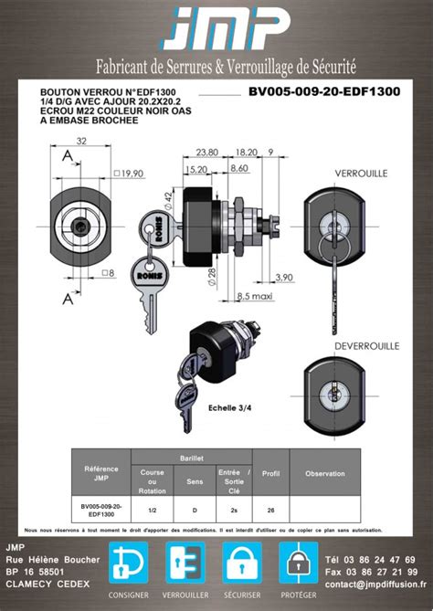 Bouton Verrou Bv Edf Serrure Coffret Lectrique Ip Sur