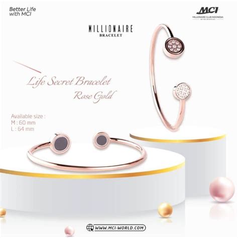 Gelang Kesehatan Mci Ori Life Secret Bracelet Silver Rose