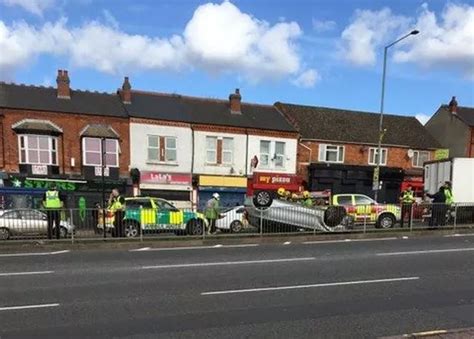 Coventry Road Crash New Footage Of Scene After Car Rolls Over On Busy